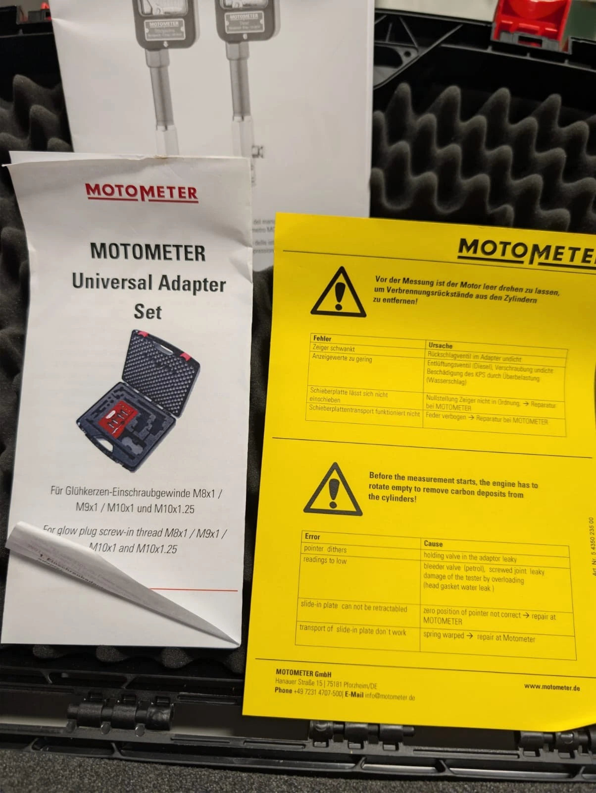 Kompressionsdruckschreiber Plus-Set für Benzin- und Dieselmotoren