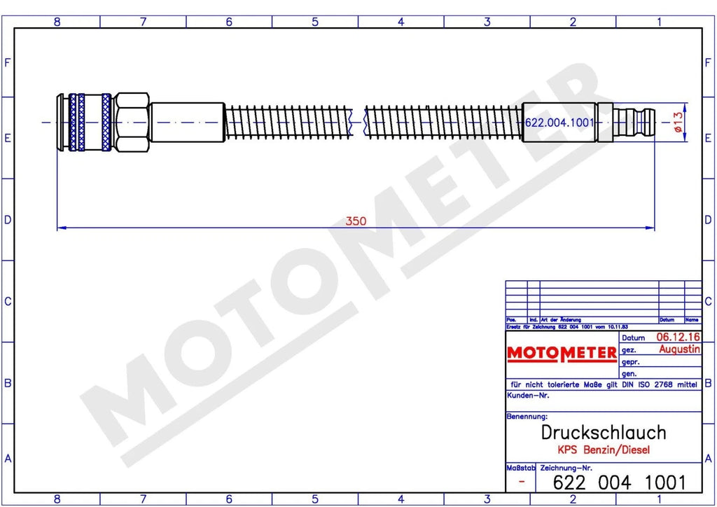 Druckschlauch für Benzin/Diesel Kompressionstester