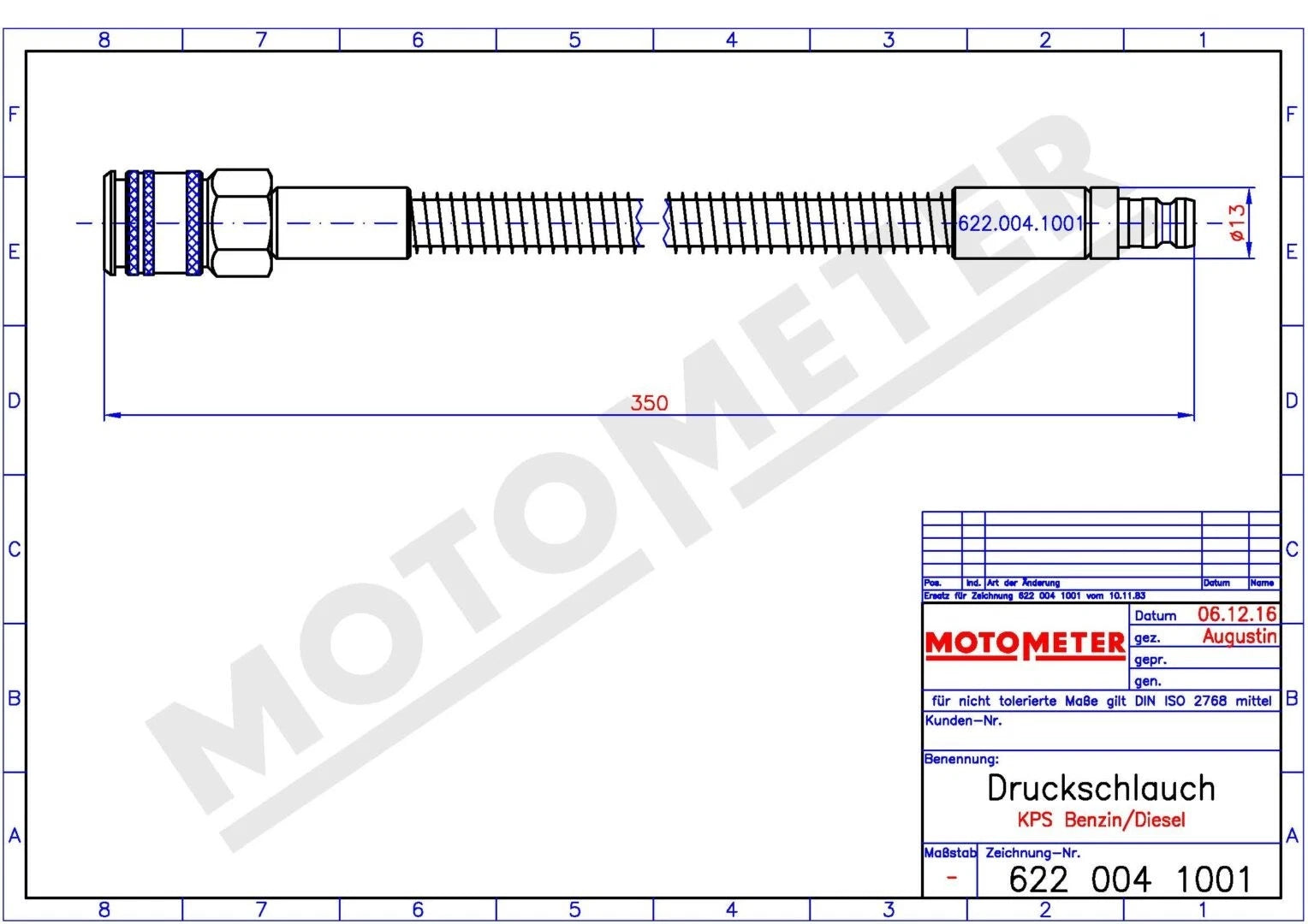 Druckschlauch für Benzin/Diesel Kompressionstester