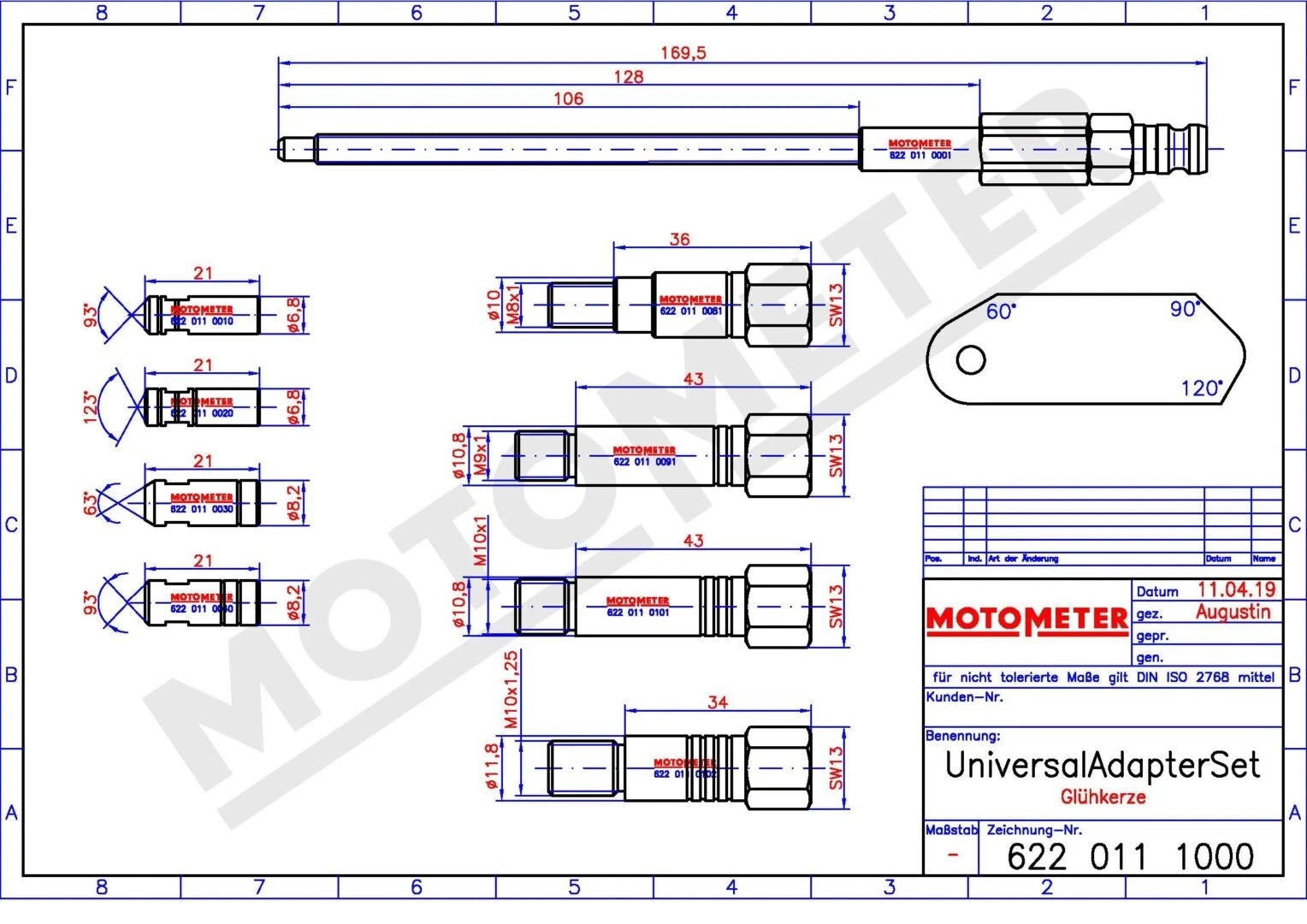 Kompressionsdruckschreiber Universal Adapter Set – Glühkerze im Koffer