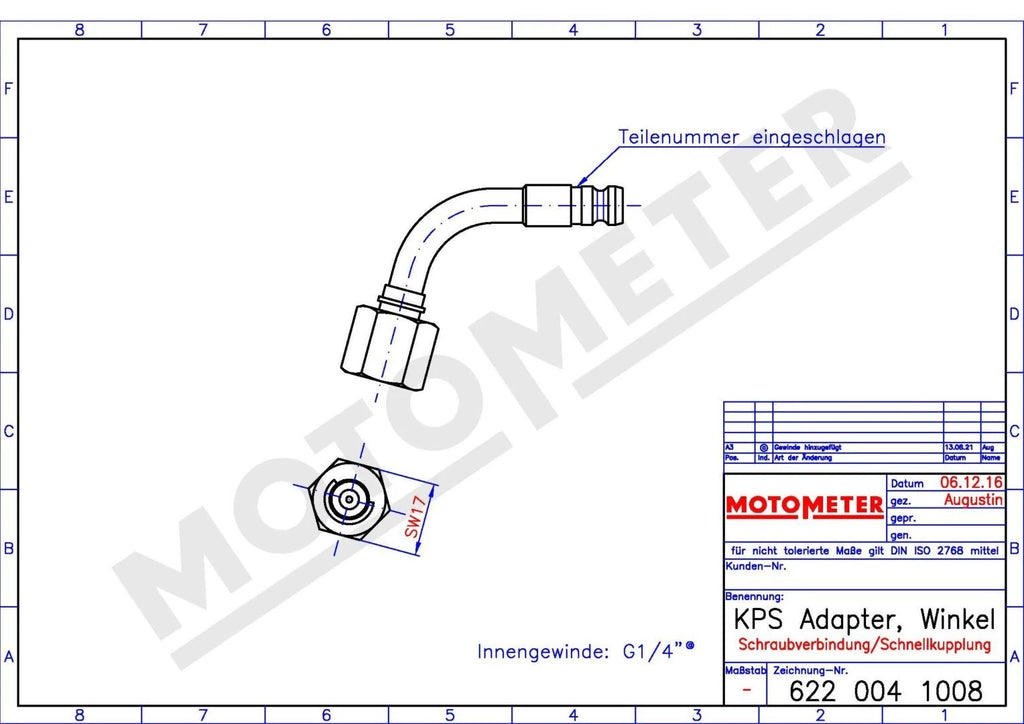 KPS von Motometer Adapter, Winkel Schraubverbindung/ Schnellkupplung