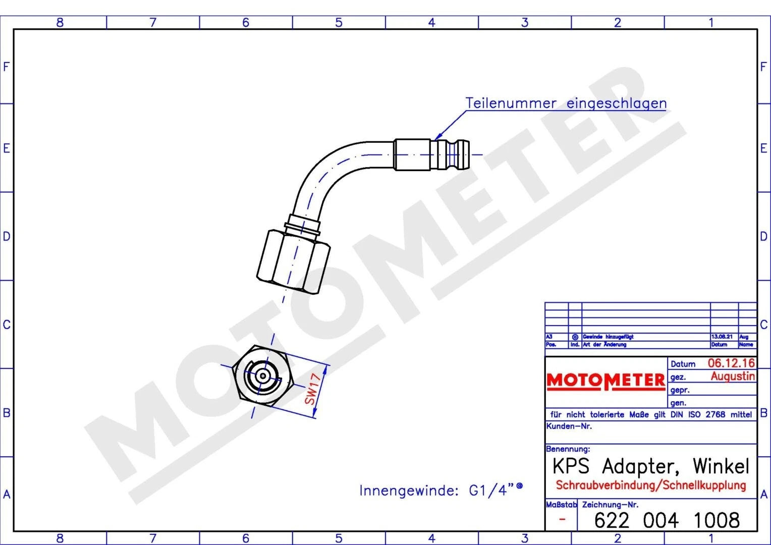 KPS von Motometer Adapter, Winkel Schraubverbindung/ Schnellkupplung